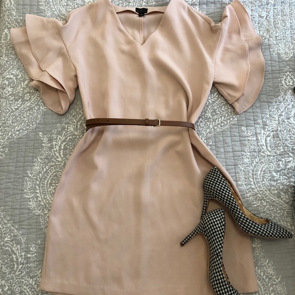 pale pink shift dress